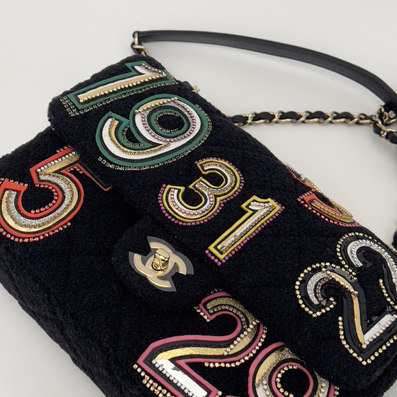 Chanel embroidered nunber tweed double flap bag - Picture 3 of 9